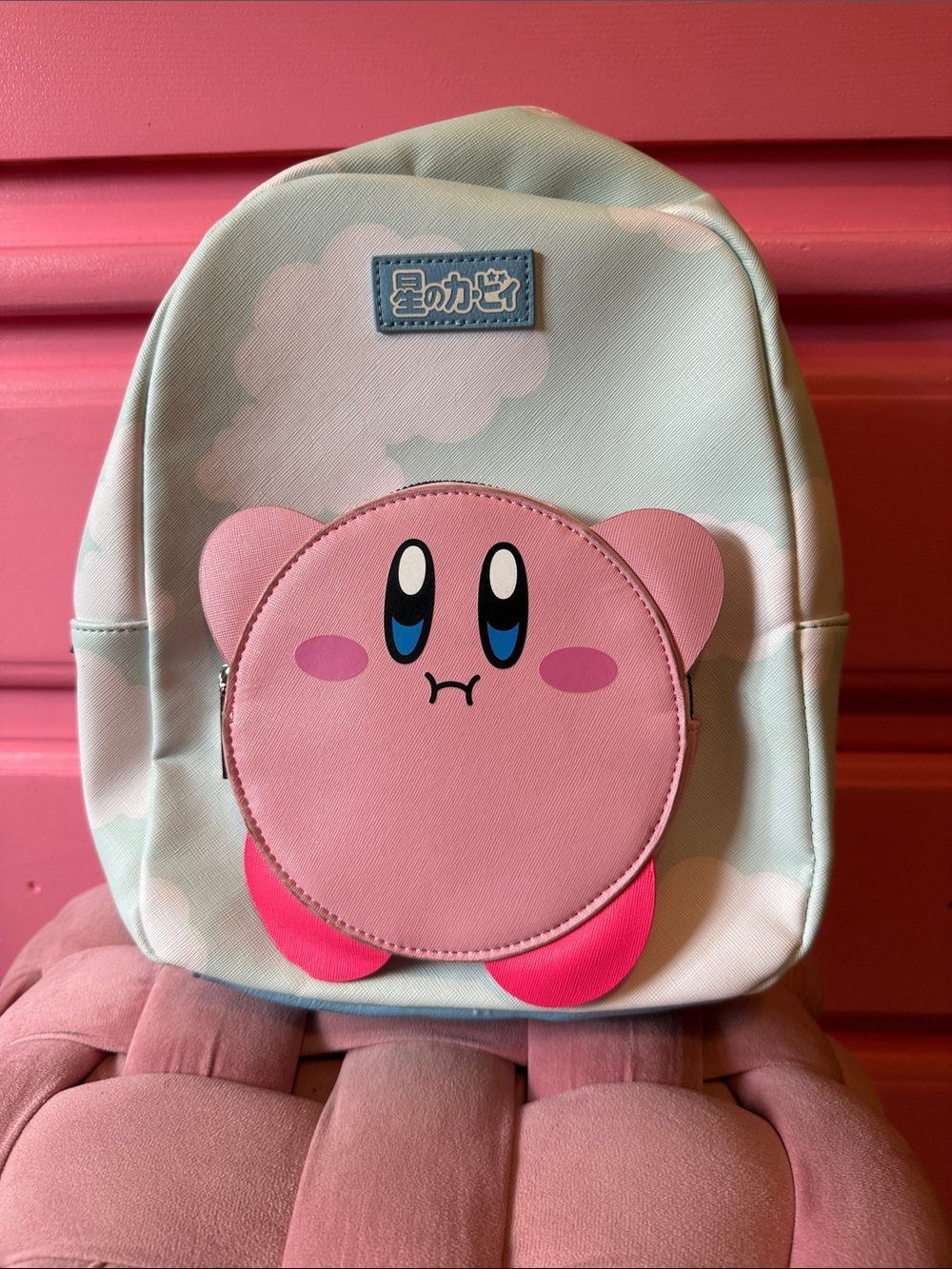 Bioworld Kirby Kids Backpack in Mint and Pink